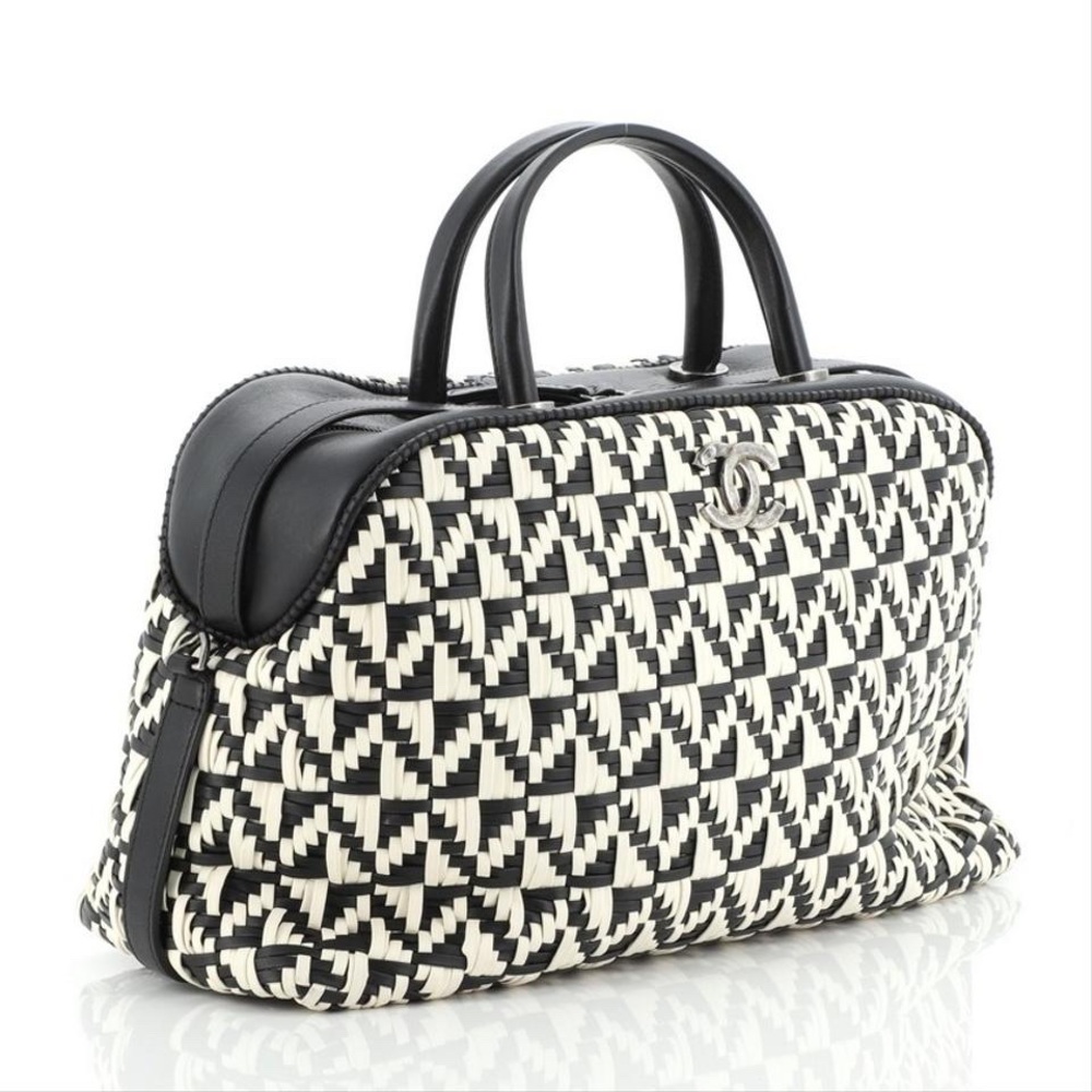 Bowler Woven Calfskin Large Leather Satchel